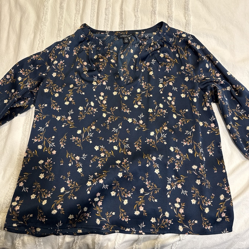 41 Hawthorn Blue Boxy Blouse with Peter Pan Collar